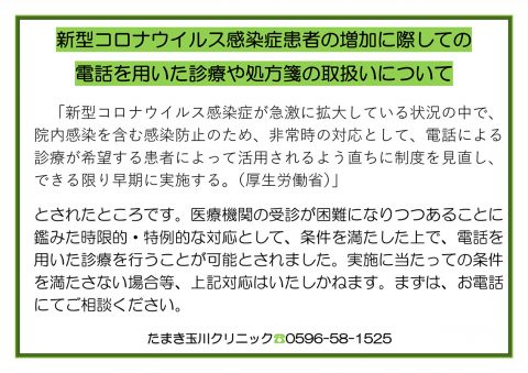 電話を用いた診療や処方箋の取扱いについて